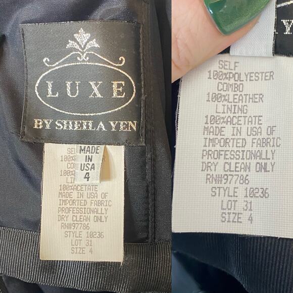 Vintage Luxe by Sheila Yen Black Satin A-Line Asymmetrical Cocktail Dress size 4 - Picture 7 of 8